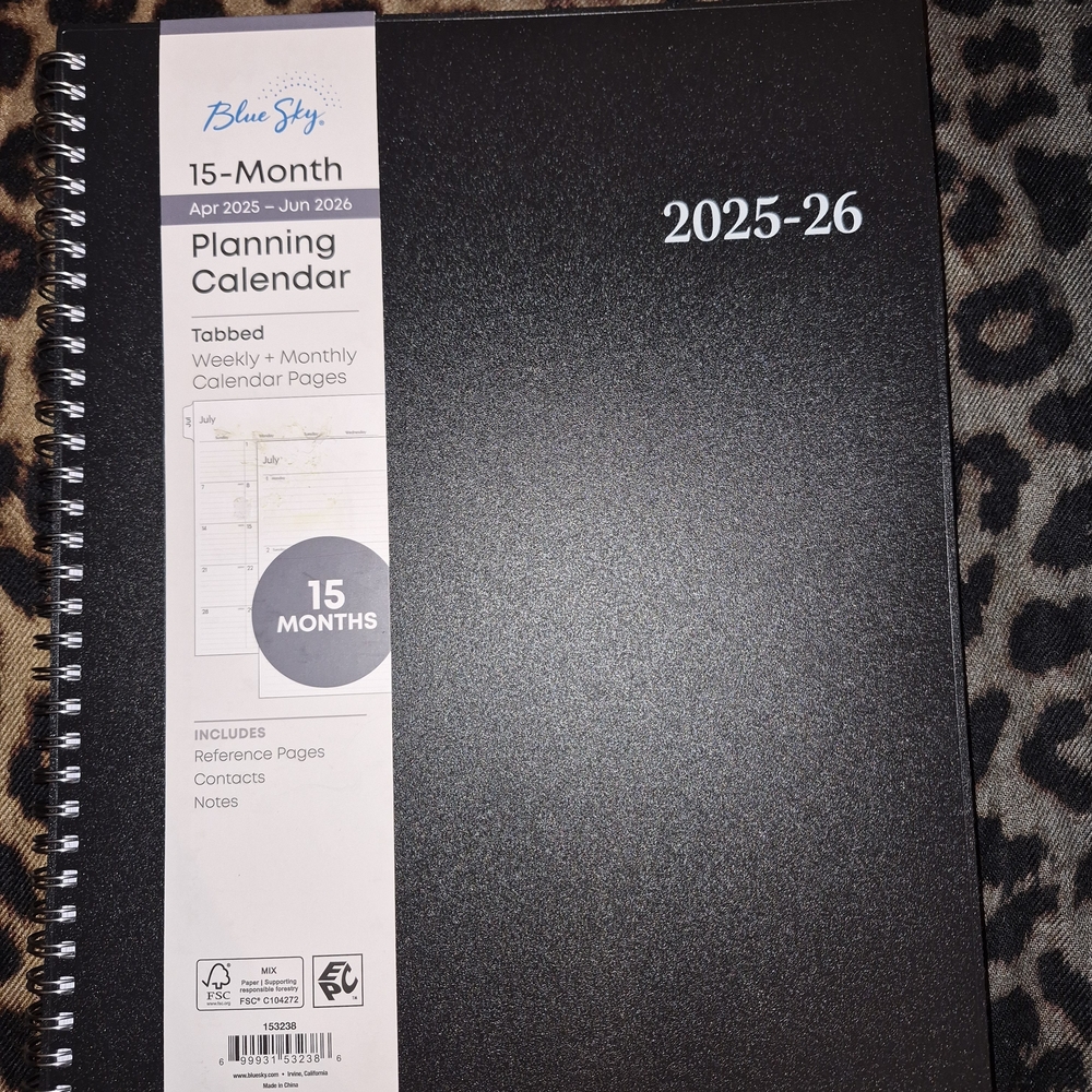 Blue Sky Black Planning Calendar 2025-26